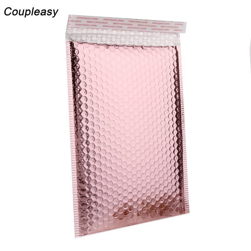 10Pcs 5 Sizes Rose Gold Bubble Mailers Stationery Envelope Self Seal Envelopes with Bubble Waterproof Courier Bag