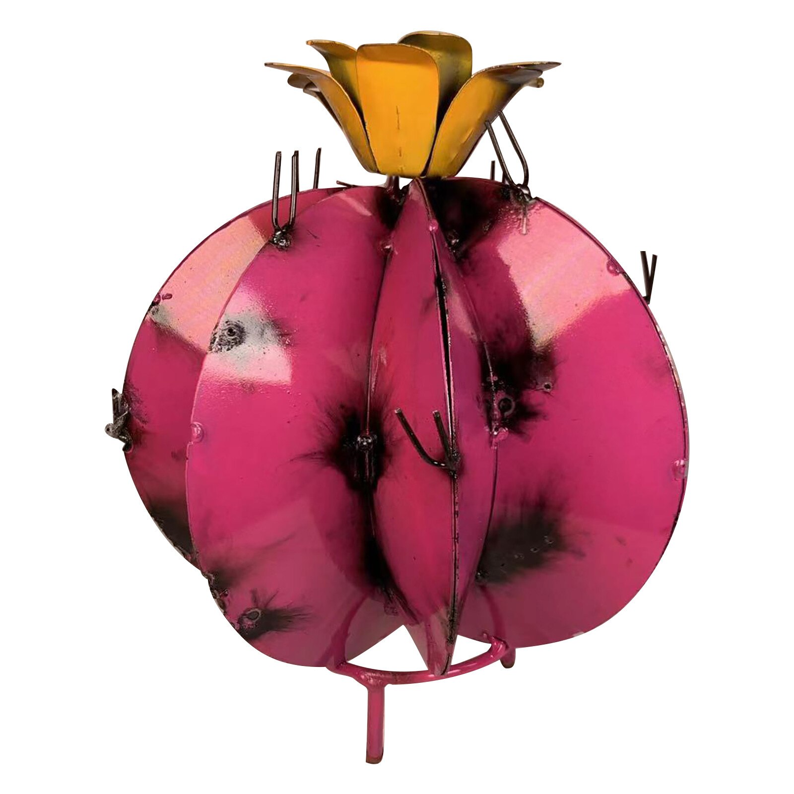 Garden Decoration Outdoor Metal Cactus Sculpture Rustic Hand Painted Metal Art Agave Plant Garden Yard Decor