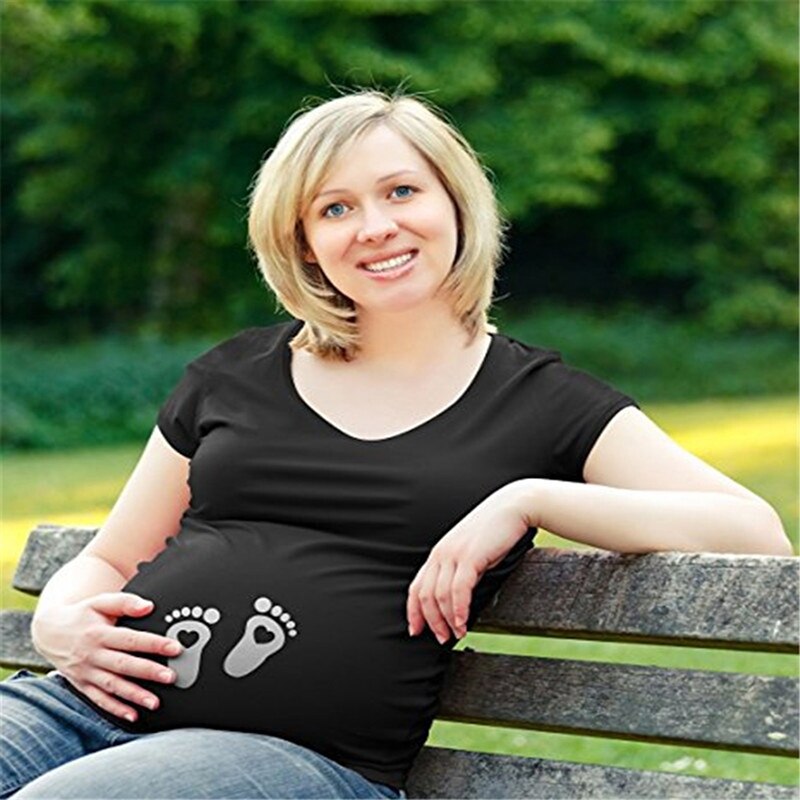 Gravid barsel t-shirts afslappet graviditet barsel tøj tees kortærmet enkel stil o-hals t-shirt toppe