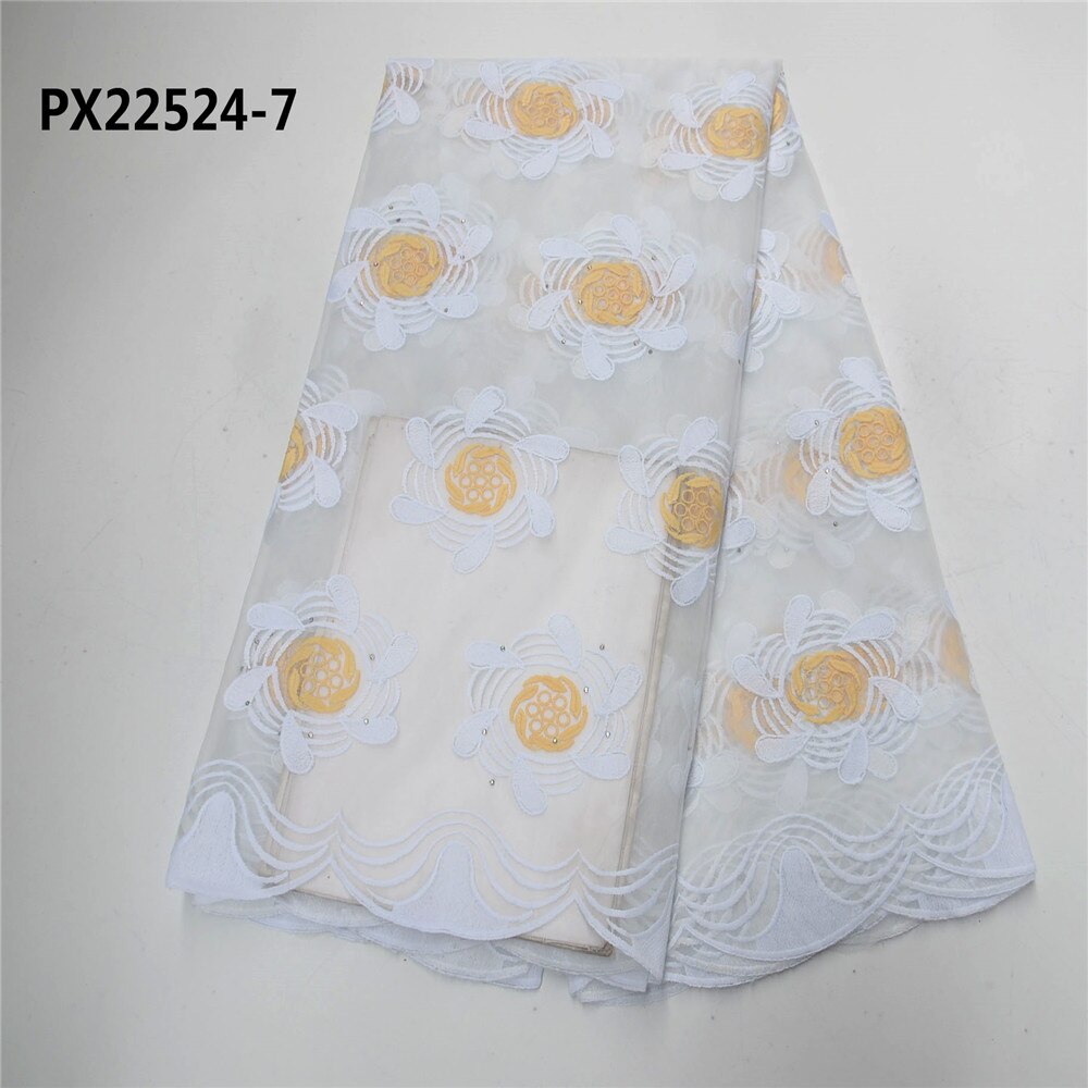 Nigeria white mesh lace embroidery fabric party dress: 7