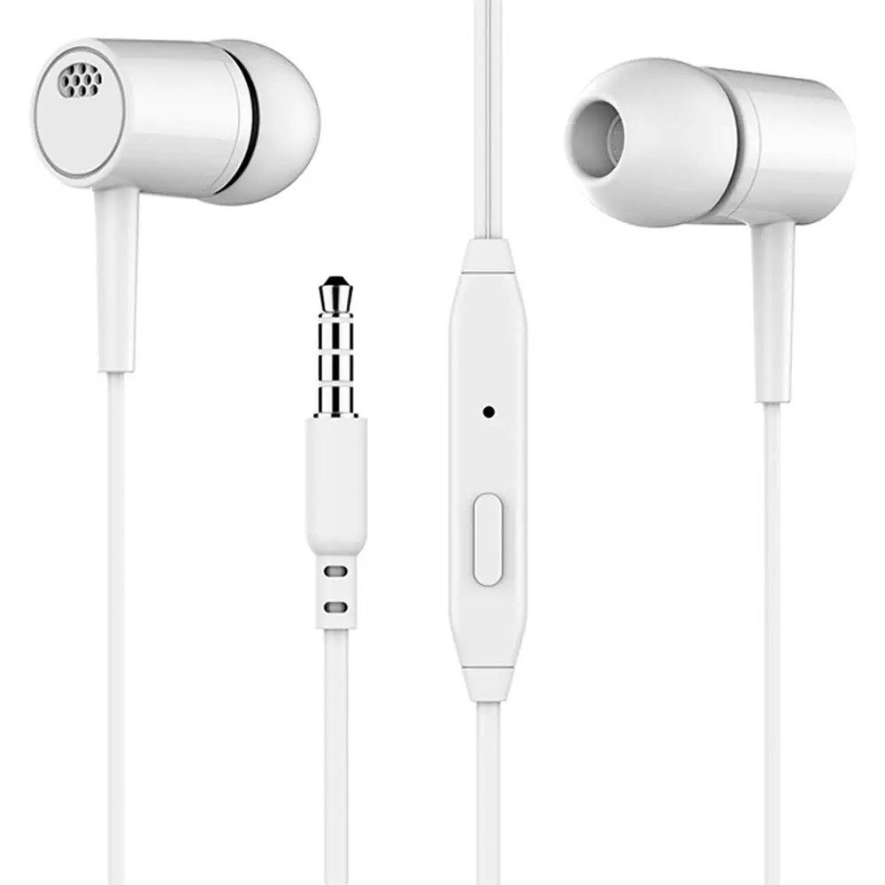 1PC 3.5MM Jack In-Ear Bedrade Oortelefoon Hoofdtelefoon Met Microfoon Hifi Bass 3.5MM Headset Aux oortelefoon Telefoon Computer Oordopjes: WHITE
