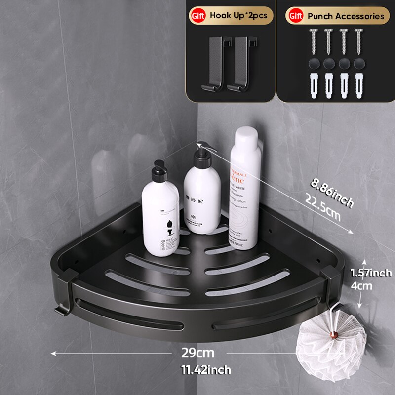 Badezimmer Regal Dusche Regale Ecke Regal Aluminium Wand Halterung Dusche Storage Rack Halter Bad Veranstalter Home Appliance: Triangle Black