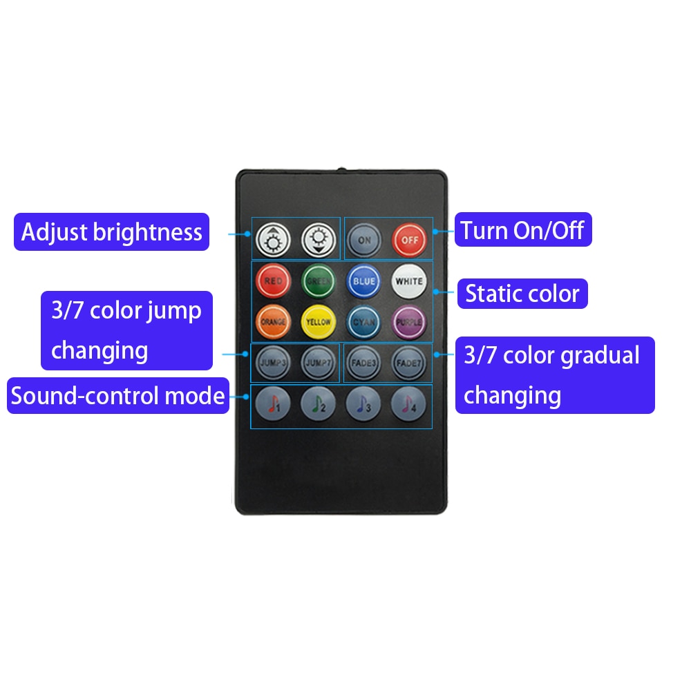 20 Key Music IR Controller Black Sound Sensor Remote DC 12V RGB Controller For RGB LED Light Strip Connect 2 Led Strip