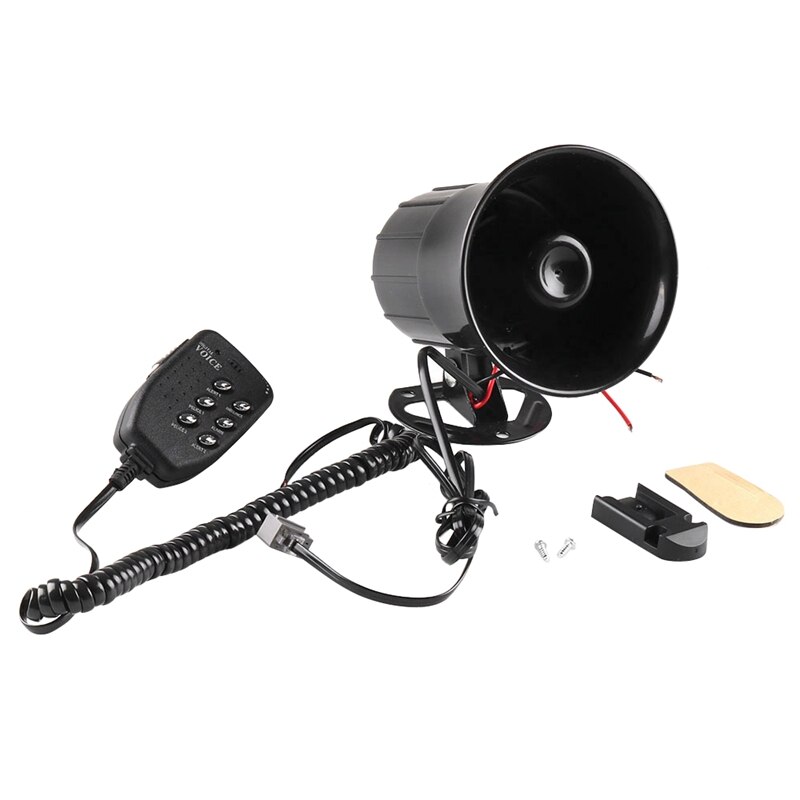 100W Car Warning Alarm Police Fire Siren Horn PA Speaker MIC System 6 Sound Loud: Default Title