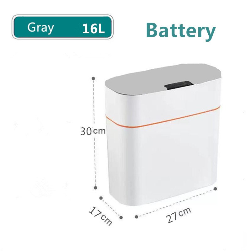 XIAOMI MIJIA 13-16L Smart Sensor USB ricaricabile automatico cestino cucina soggiorno bagno induzione domestica bidone della spazzatura: Battery Gray 16L