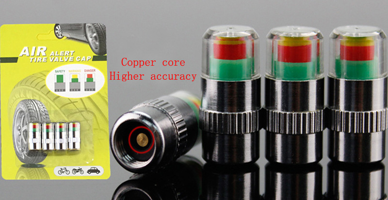 Universal 2.4Bar 30 PSI Motorcycle Car Auto Tire Pressure Monitor Valve Stem Caps Sensor Indicator Eye Alert Diagnostic Tools: Default Title