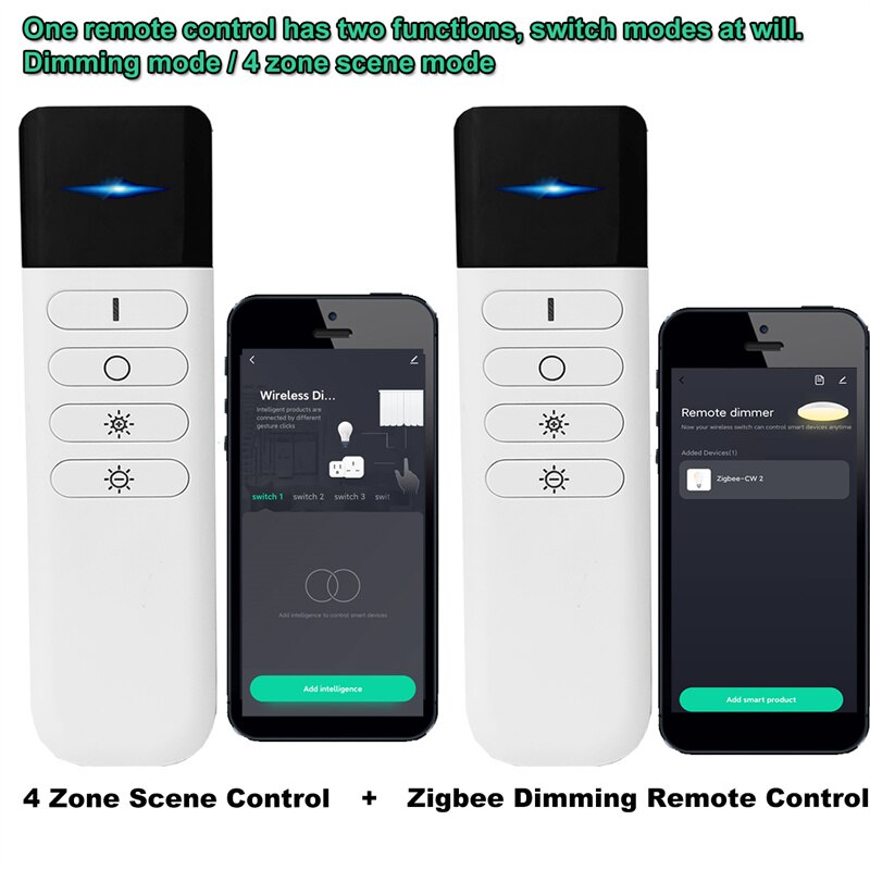 Tuya ZigBee Smart Wireless Scene + Dimming Switch Wireless Scene Controller Switchable 4-key Dimming Works With ZigBee Gateway
