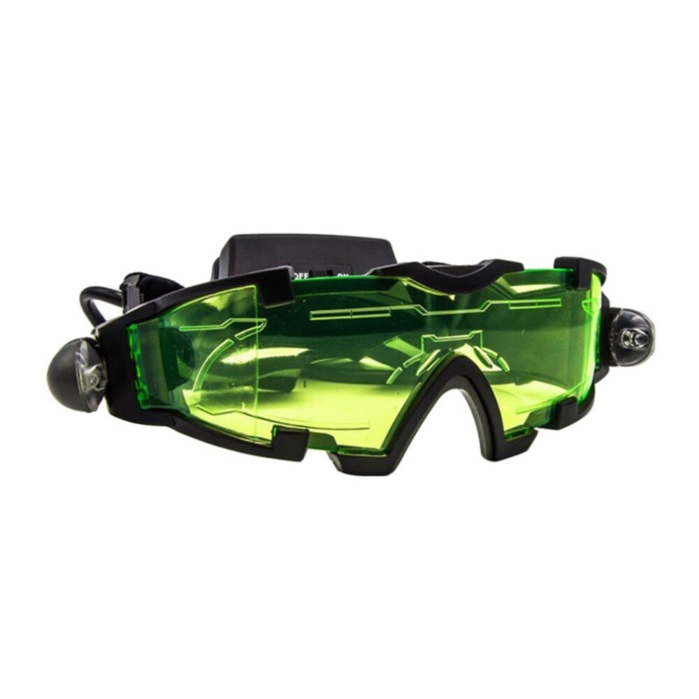 Adjustable Windproof Elastic Band Night Vision Goggles Glass Children Protection Glasses Green Lens Eye Shield with LED