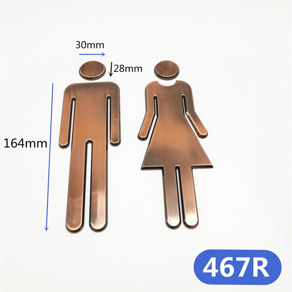 3D DIY Men Women Toilet Door Sign Sticker Bathroom Restroom WC Door Sign for Toilet Door Sign Wall Sticker Door Entrance Sign: Red Copper