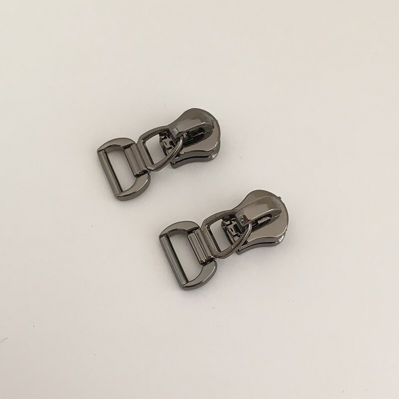 Kit de réparation de fermeture éclair en métal, anneau D, 10 pièces, tirettes pour sac de poche, bricolage, accessoires de couture, 5 #, ZT189: ZT141-GunBlack