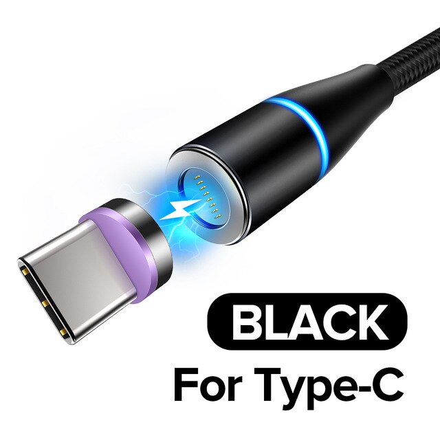 Ładowarka magnetyczna kabel USB typu C robić Huawei P30 P20 zawodowiec kumpel 20 10 9 Honor 20 magnes mikro USB rodzaj-c szybkie ładowanie przewód telefoniczny: For rodzaj C czarny / 2 m