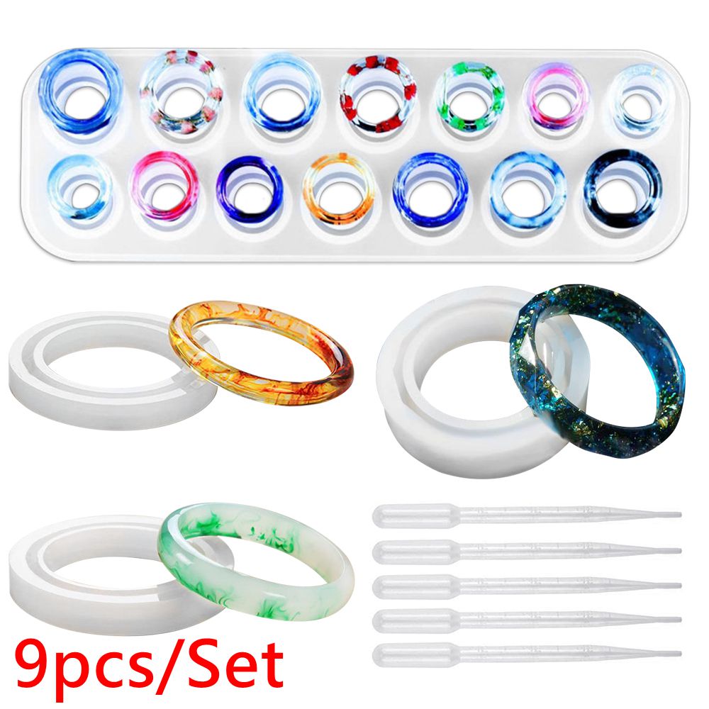 Mixed Style Jewelry Epoxy Casting Molds Tools Set Silicone UV Casting Tools Clay Resin Casting Molds For Jewelry making DIY: 9pcs set