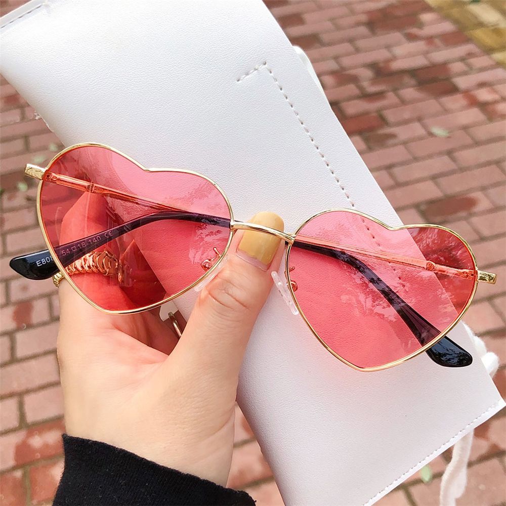 Metall Rahmen Frauen Herz Sonnenbrille Polarisierte Sonnenbrille modisch Herz-geformt Gläser Jahrgang UV400 Brillen