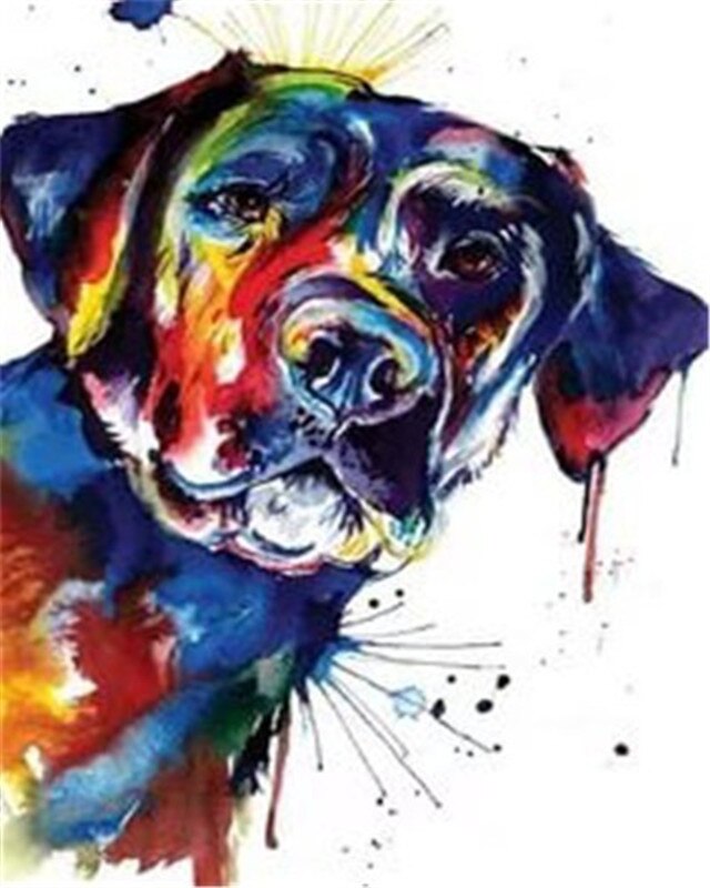 AZQSD-Kit de pintura de lienzo con números DIY, perro, único, sin marco, pintura acrílica, colorear por números, decoración de animales para el hogar: SZGD1-8109