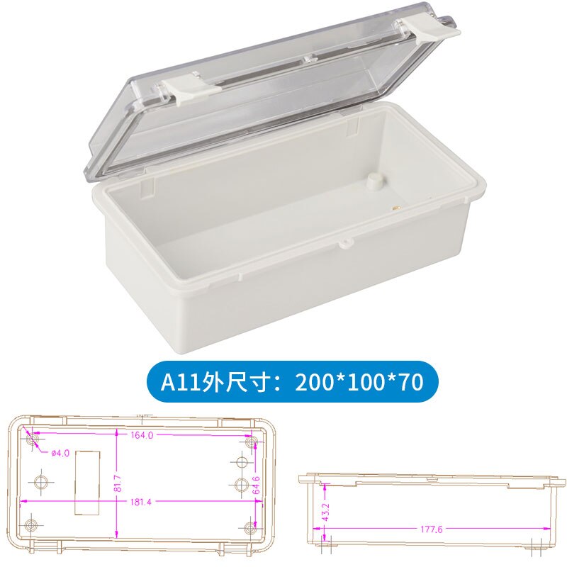 Waterproof Buckle Project box ABS Plastic Electric Control Box Wire Connection Cable Junction Box Instrument Enclosure Clamshell: 200x100x70mm Clear