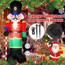 240cm Large Inflatable Nutcracker Soldier Night Light Figurine Giant Santa Claus Outdoor Garden Toys Christmas Party Decorations