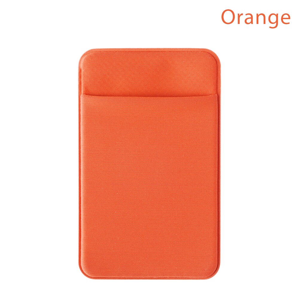 1PC Unisex Elastic Mobile Phone Wallet Cell Phone Card Holder Case Adhesive Sticker Pocket Credit ID Card Holder: orange