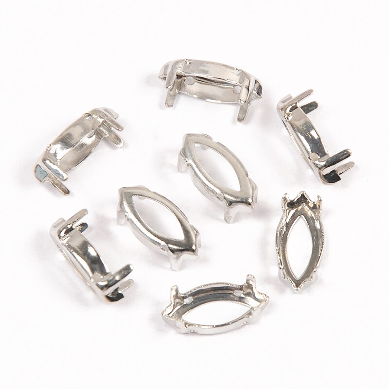 YANRUO 4200 4227 Navette Copper Studs Gold Silver Claw Settings Horse Eyes Sew On Rhinestones DIY Jewelry Accessories