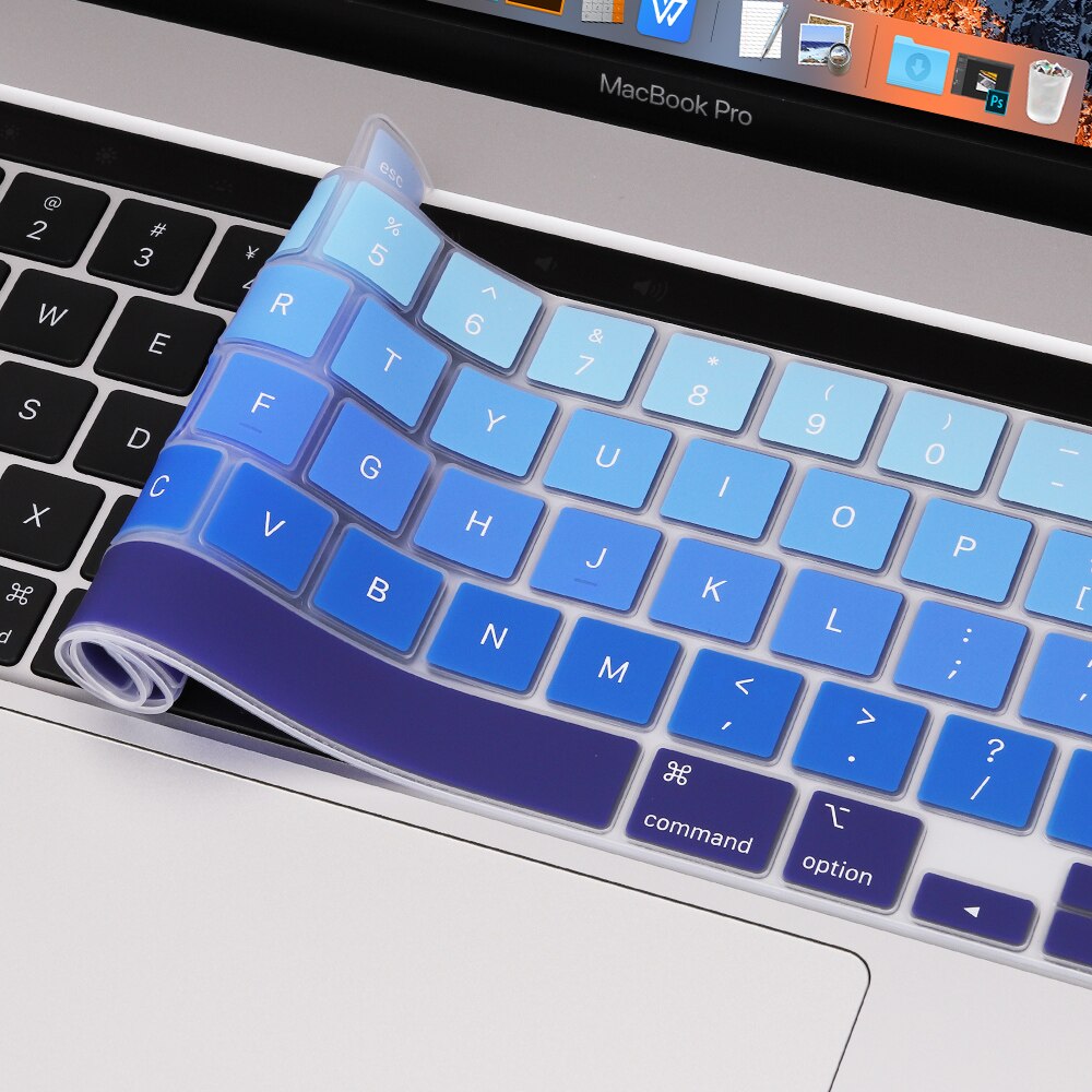 Gradiënt Kleur Keyboard Skin Cover Voor Macbook Pro 13 Inch M1 A2338 A2251 A2289 Touch Bar Ons Voer Engels zachte Siliconen: Gradient Blue