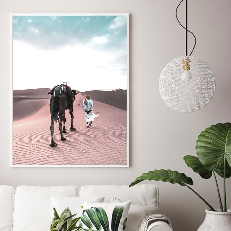 Marokko Poster Drucke Sahara nordisch Poster Islam Zauberstab Kunst Moderne Leinwand Malerei Zauberstab Bilder Für Wohnzimmer Unframe