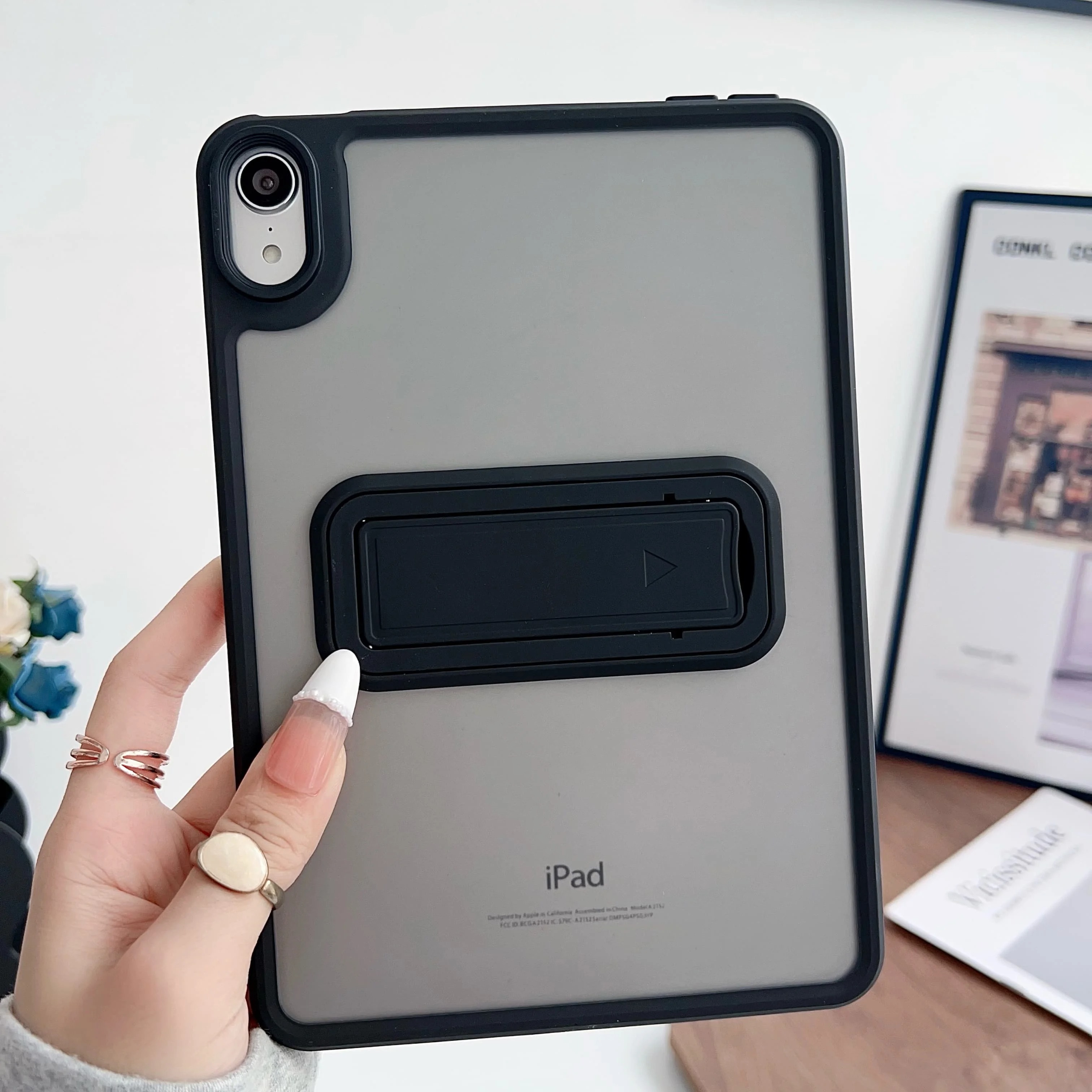 TPU Armor Tablet Case for IPad Mini 7 A17 Pro A2995 A2996 Mini 6 8.3 Inch Cover Stand Back Funda Capa Shockproof Cases: Thirteen / black