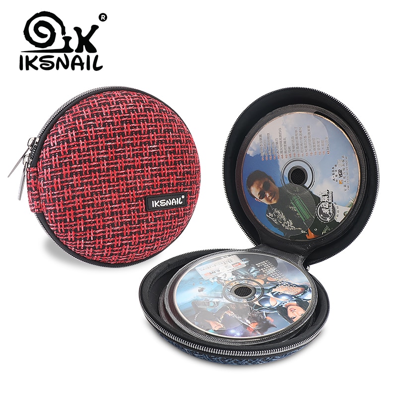 IKSNAIL Portable CD Case 32pcs Disc CD DVD Wallet Storage Organizer Case Holder Sleeve Wool Hard Bag Album Box Cases with Zipper