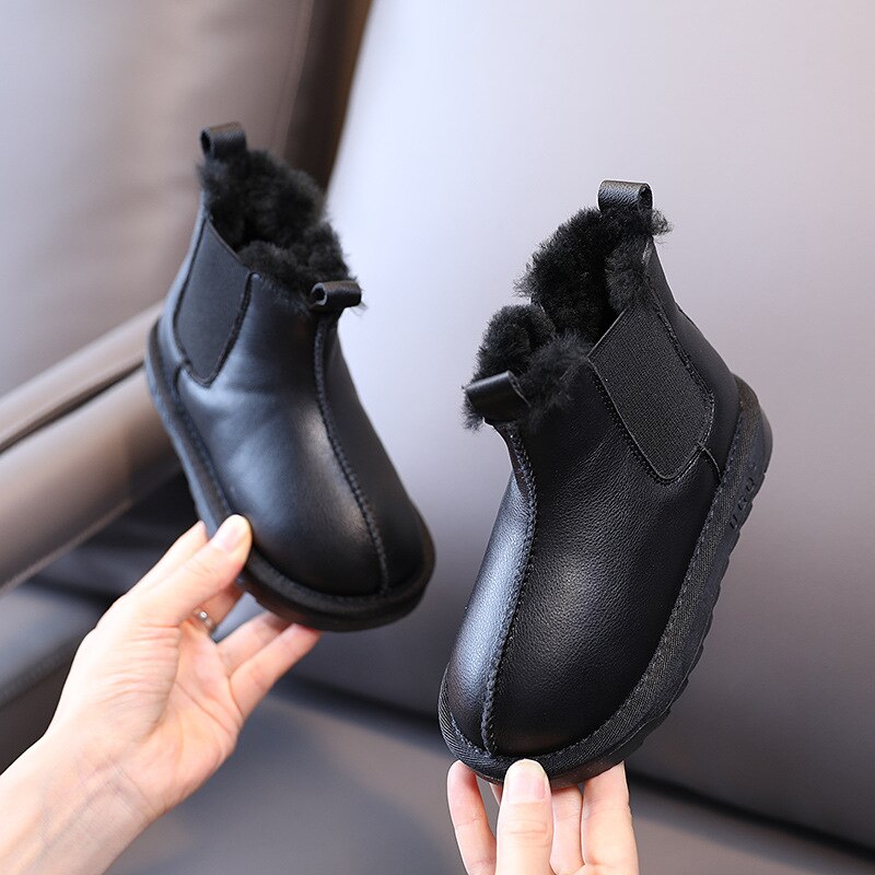 Winter Kinder Schneeschuhe Baby Mädchen Stiefeletten Kinder Weiche Schuhe Kleinkind Schwarz Chelsea Stiefel Jungen Warme Casual Schuhe neue