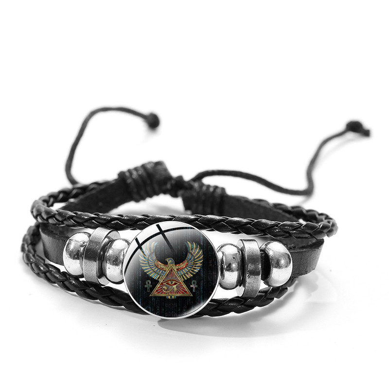 Vintage Ägyptischen Götter Power Auge Leder Armbänder Auge Von Horus Symbol Glas Kunst Multi-schicht Armreifen für Frauen Männer schmuck: style 15