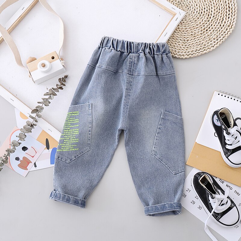 Baby Jungen Mädchen Frühling Herbst Jeans Jungen Persönliche Tasche Jeans Baby Kleidung Klassische Hosen Jungen Beiläufige Lange Hose