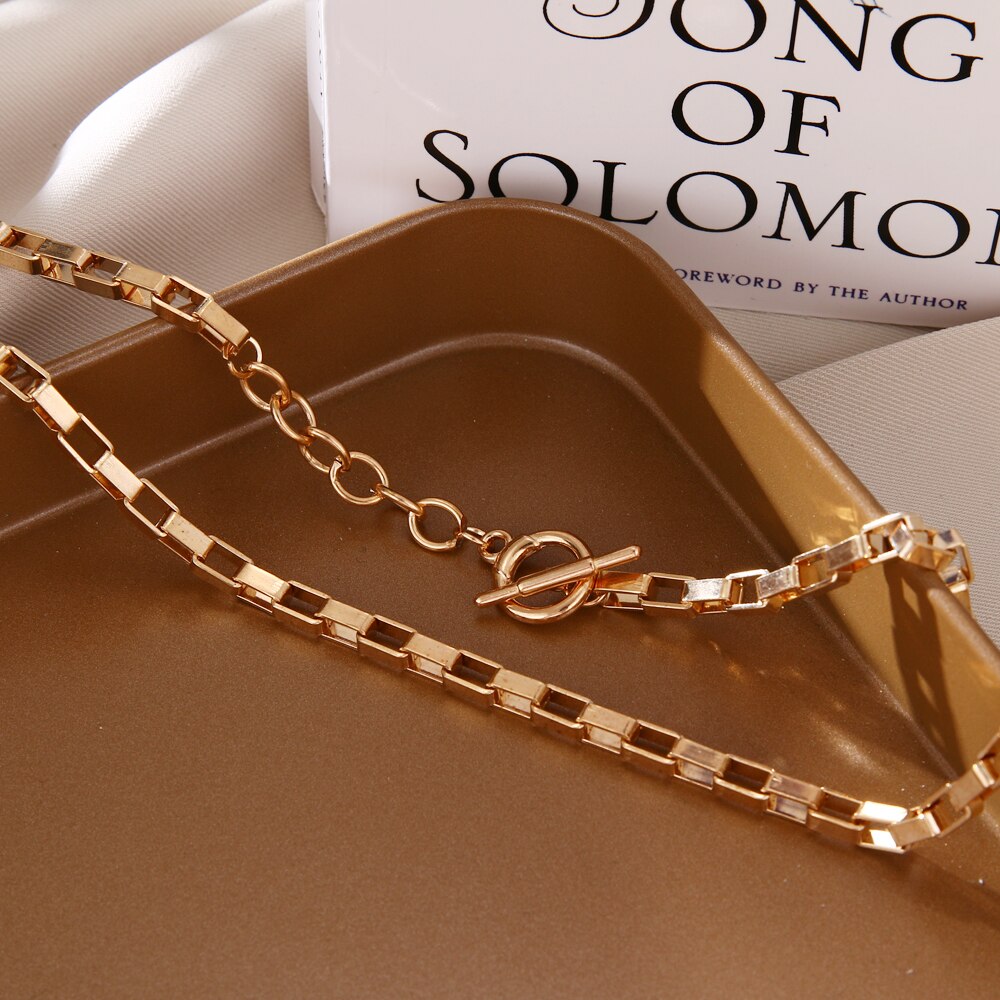 2022 Big Necklace for Women Twist Gold Silver Color Chunky Thick Lock Choker Chain Necklaces Party Jewelry