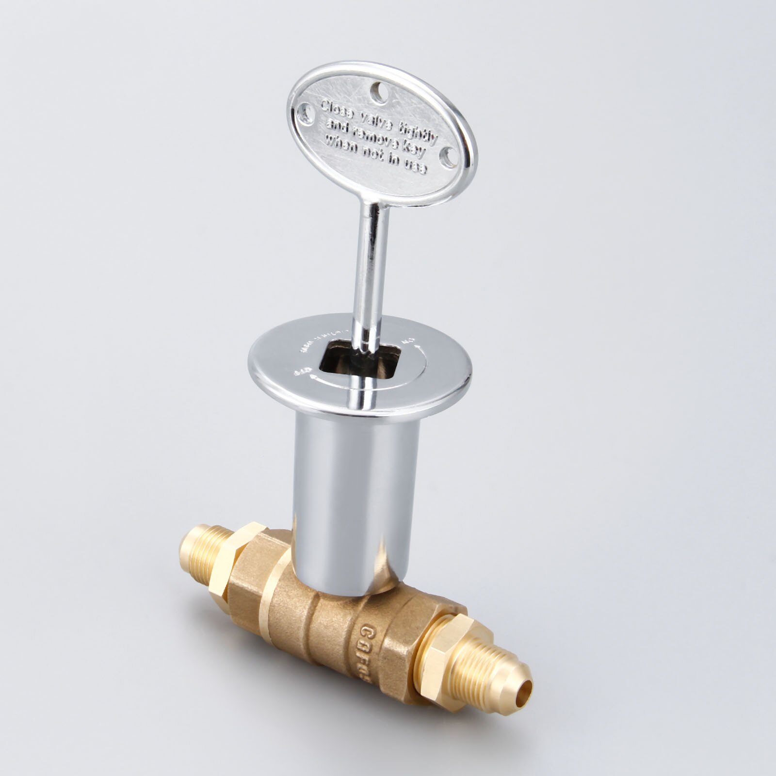 Gas LPG Propane Fuels Fire Pit 1/2 Inch Straight Quarter-Turn Shut-Off Valve +3-inch Key +3/8 Male Flare X 1/2 NPT Fittings