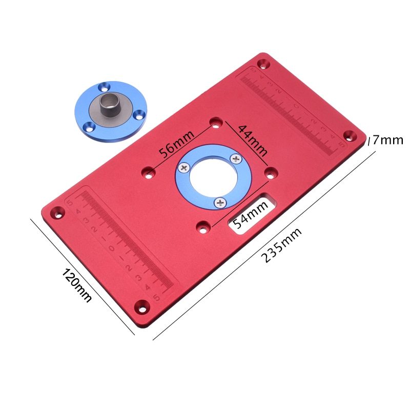 Efficient Red Router Table Plate 700C Aluminum Router Table Insert Plate for Woodworking Benches 235mmx120mmx7mm