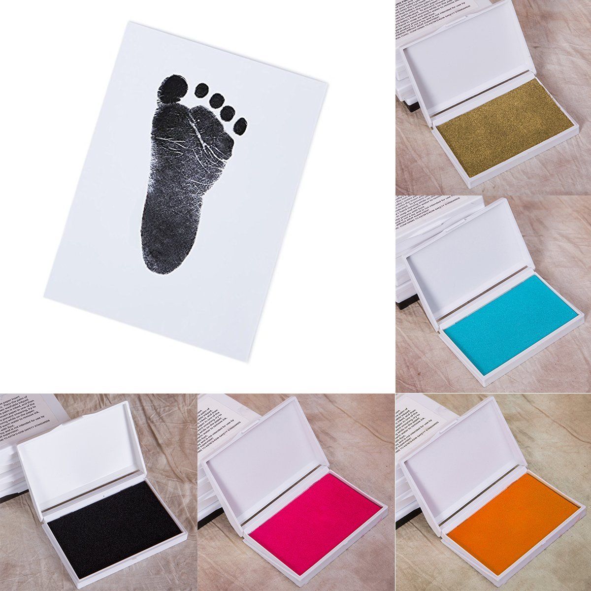 Baby Ink Pads Kit Non-toxic Handprint Footprint Mess Free Stamp Pads for Babies