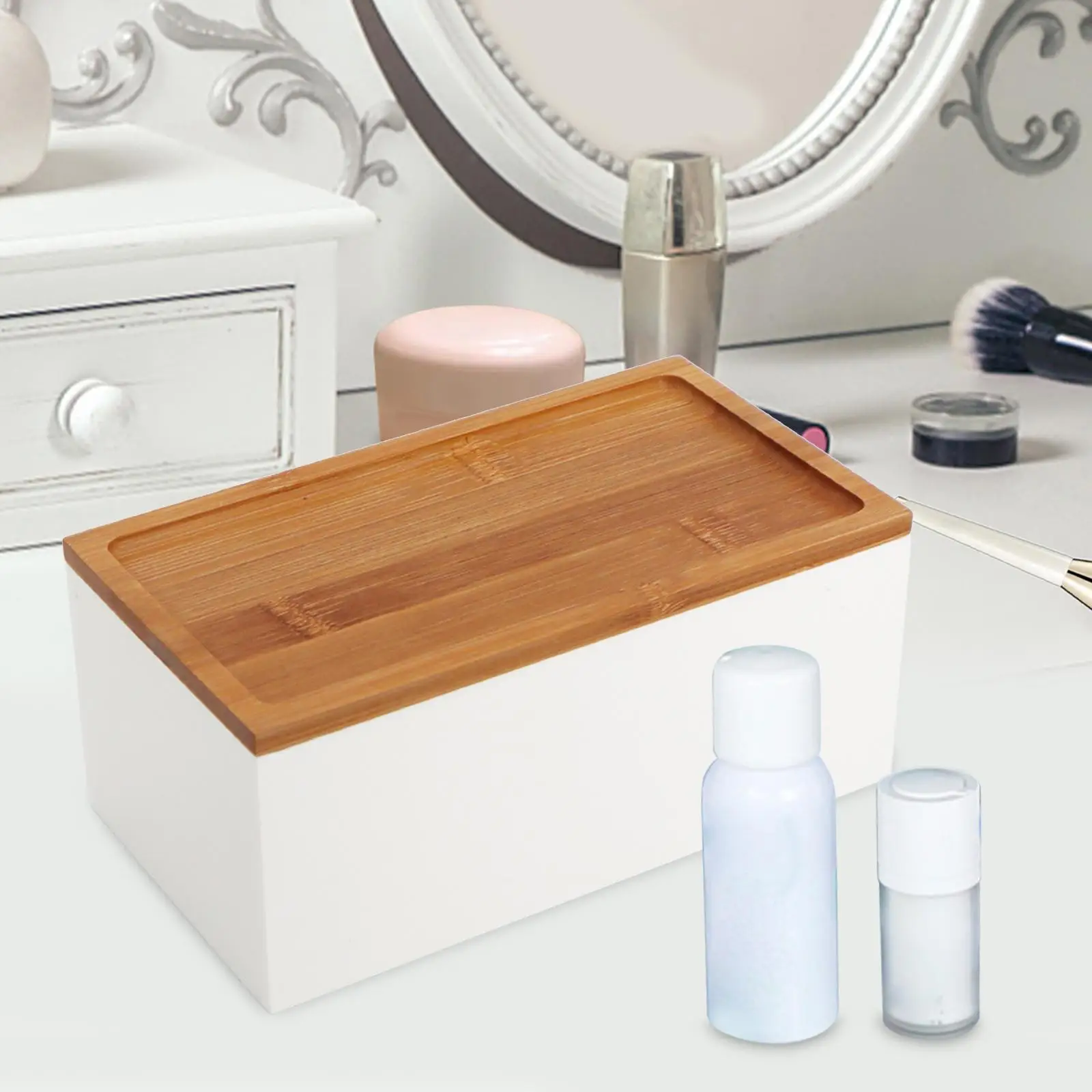 Organizador de escritorio multiusos, duradero, almacenamiento de artículos diversos, caja organizadora de maquillaje para tocador, tocador de escritorio, encimera de baño: Negro
