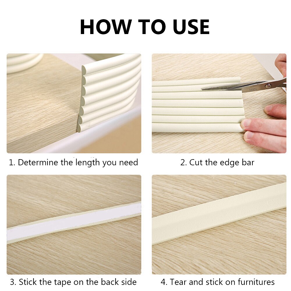 1PC Baby freundlicher Sicherheit Schreibtisch Rand Schutz Streifen freundlicher Tisch Ecke Kind Schutz Kollision Kissen Schaum Auto Kostenloser Band 2m Länge