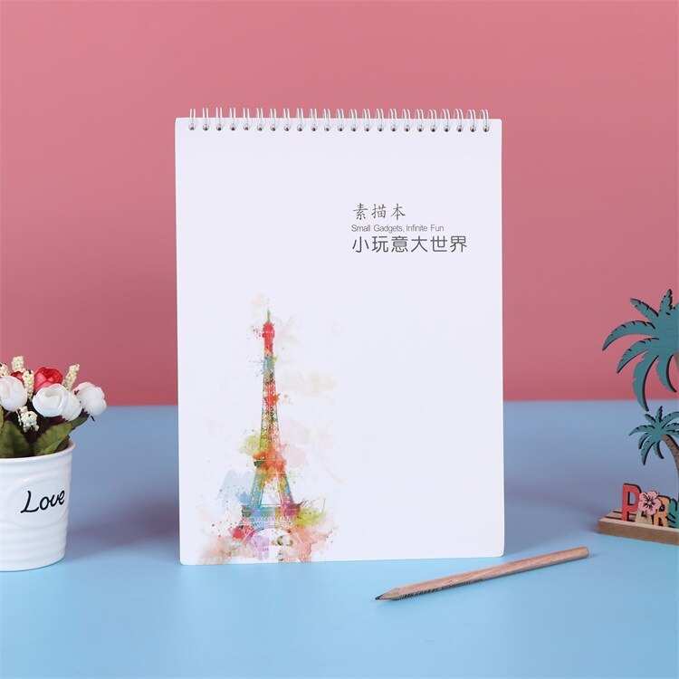 A4 Coil Loose-leaf Sketchbook Spiral Bound Cartoon Cover Kraft Blank Drawing Book Sketch Diary Memo Note Office School: A  A4