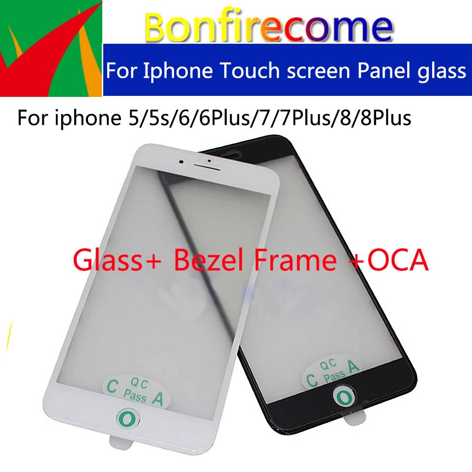 10 teile/los Für iphone 6 7 8 Plus Touch Screen Panel Front Outer Glas Mit Lünette Rahmen OCA Für iphone 5 5S 6S Plus LCD Glas