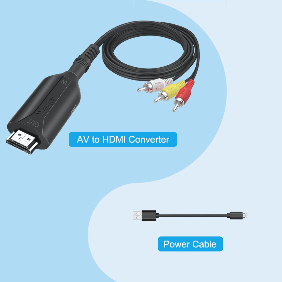 RCA AV/CVSB L/R Video to HDMI-compatible AV Scaler Adapter HD Video Converter Box 1080P Support NTSC PAL
