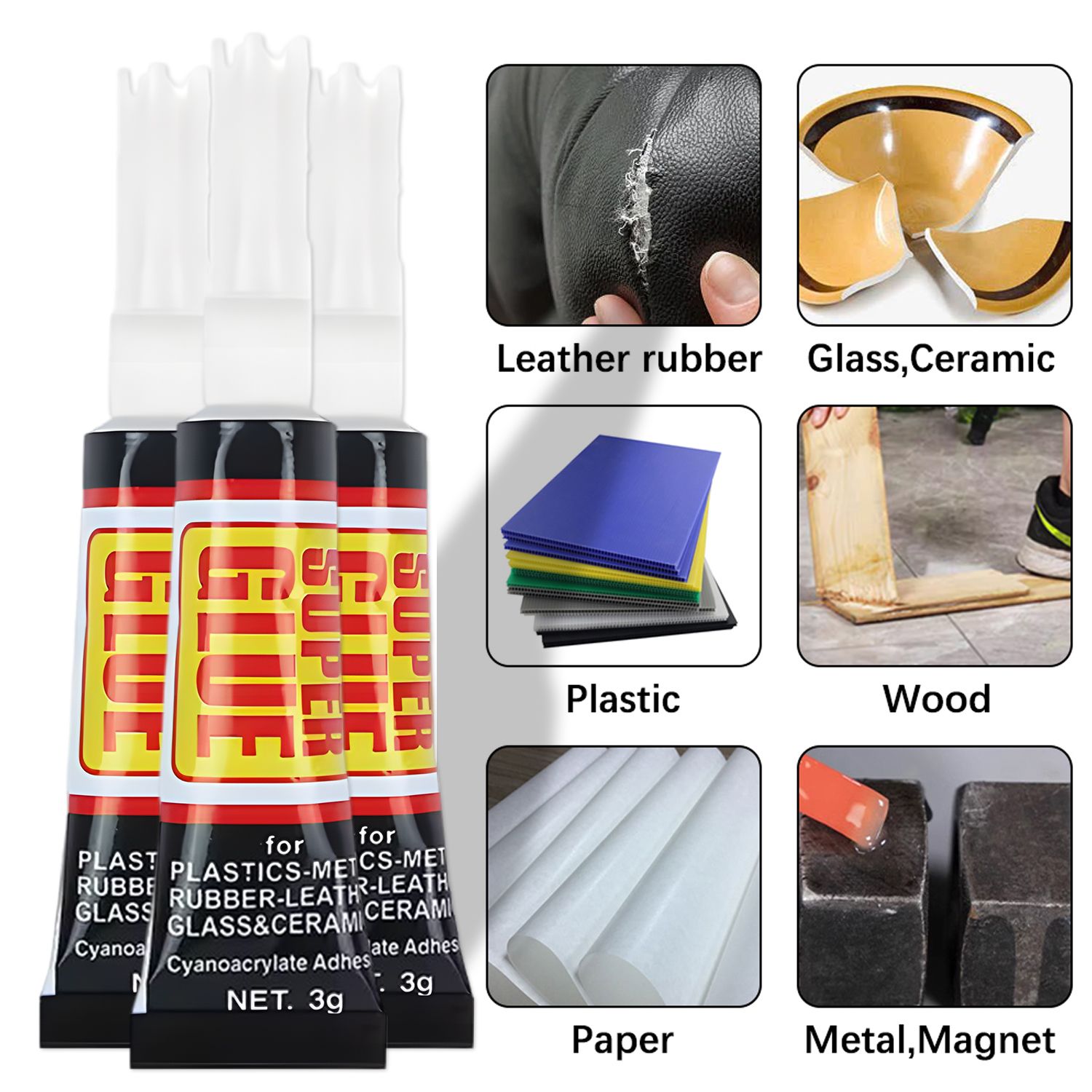 10/50pz Liquido super Colla Legno Gomma Metallo Vetro Cianoacrilato Adesivo Istantaneo forte Legame Pelle Scarpe Ad Asciugatura Rapida Colla di Riparazione