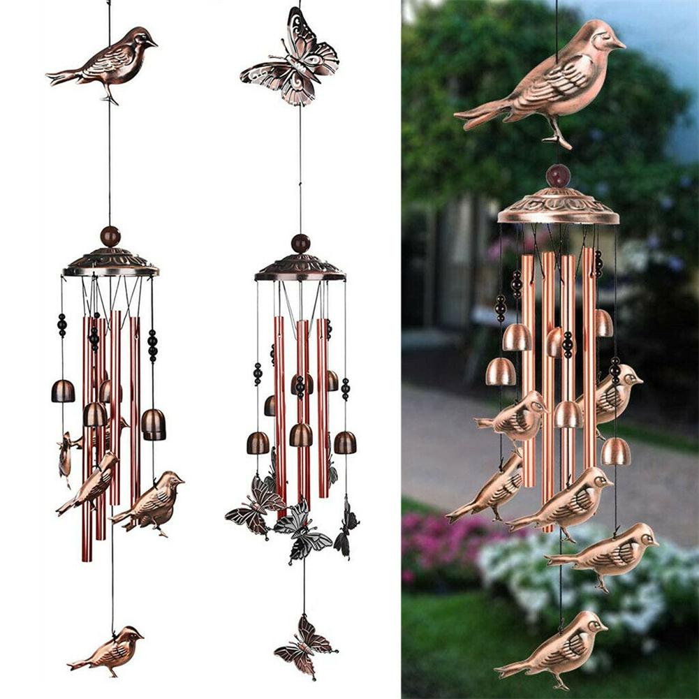 Koperen Buis Windgong Vogel Buterfly Overhandigen Bel Hanger Outdoor Tuin Pastorale Retro Stijl Windgong Klokken Decoratie