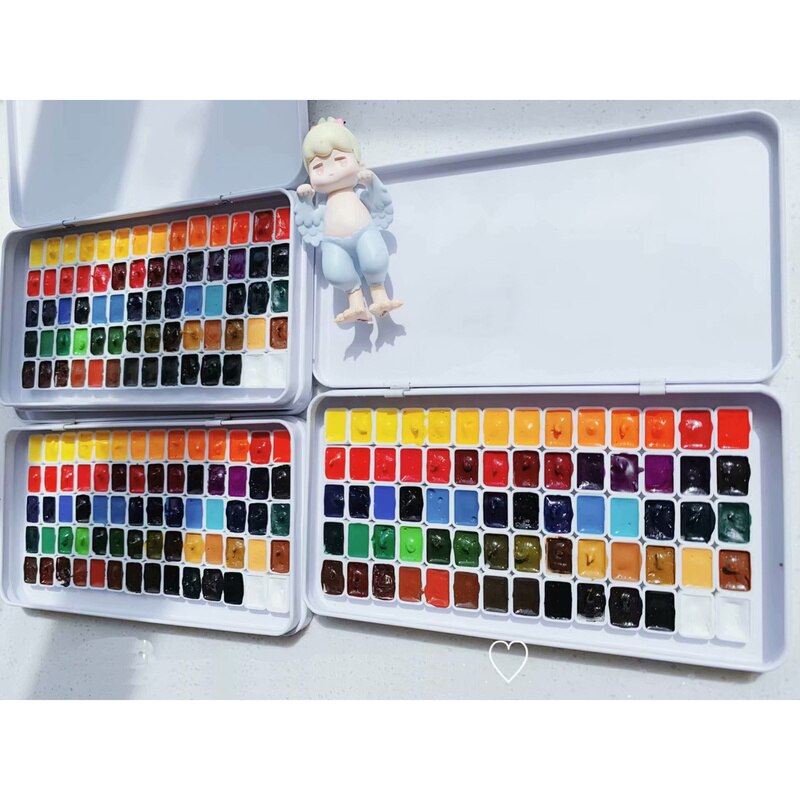 70 colors Mini Watercolor Painting Watercolour Sub-Package 0.5ml/1ml Mini-Suit pigments iron box packaging