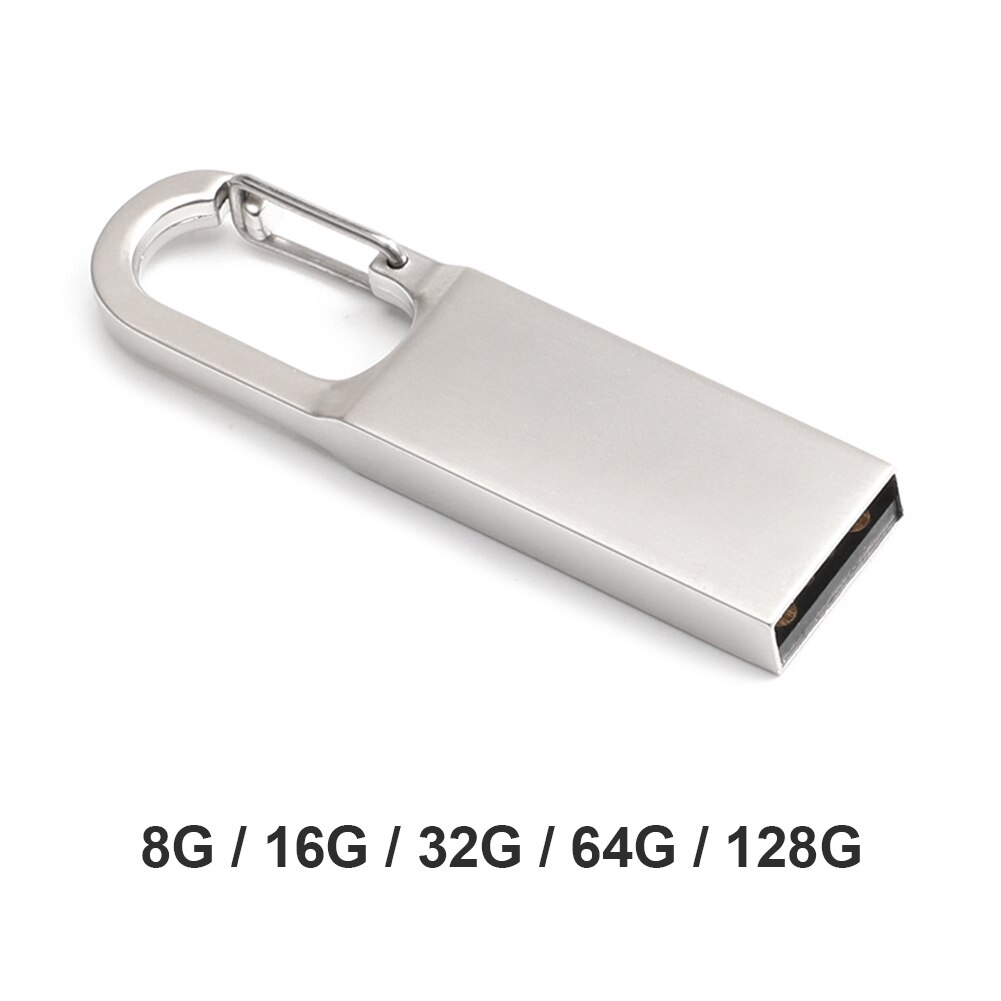 High Speed USB Memory Stick Metal USB 2.0 Flash Drive Pen 8GB/16GB/32GB/64GB/128GB Key Ring U Stick Memory Storage Pendrives