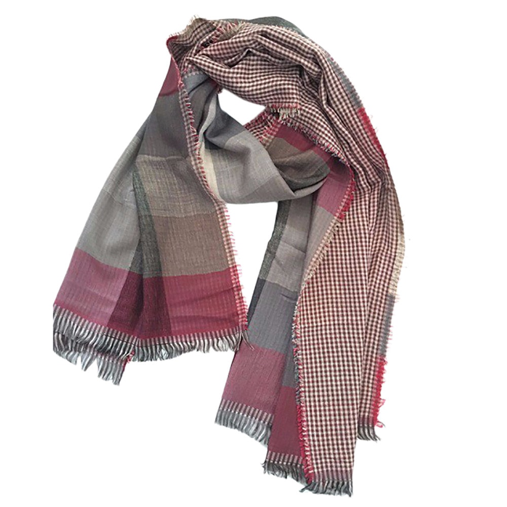 autumn winter Men Tartan Scarf Wrap Plaid Cozy Tassel Shawl Warm Wrap Shawl Blanket Scarf foulard #926: Red