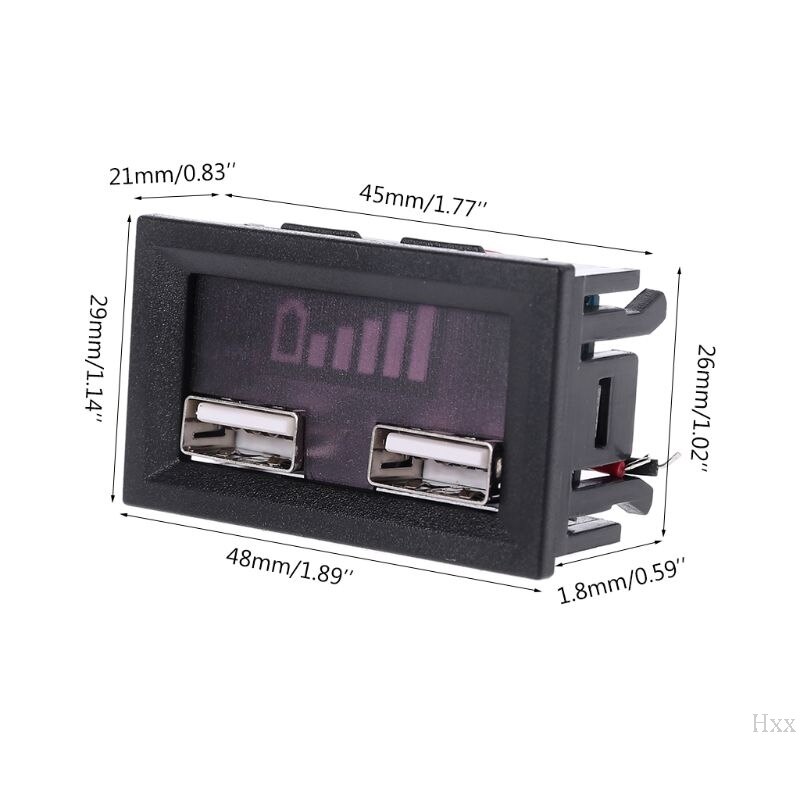 12V Lead Acid Battery Capacity Display Power Meter Gauge for Electric Motor Car with USB charging port