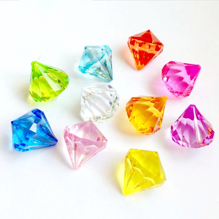 10 Uds. De diamantes de imitación de cristal de plástico acrílico de color transparente para niños y niñas