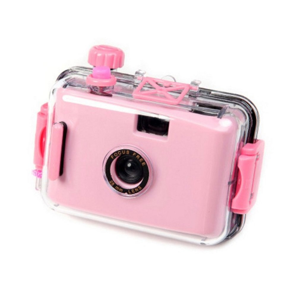 Reusable Waterproof Camera Cute Film Camera Underwater Diving Retro Camera Double Button: Pink