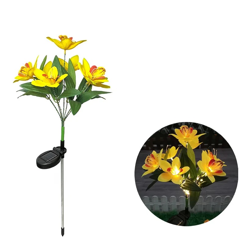 Utendørs solcelledrevne hagelamper 7 hoder solcelledrevne blomsterlamper til hage, plen, utendørs solcelledrevne hagelamper, stakelys: rose