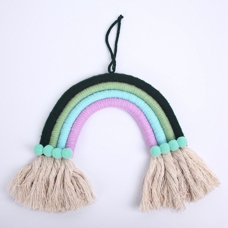 Nordic Style Rainbow Tapestry Macrame Wall Hanging Ornaments Handmade Wall Tapestry Nursery Kids Baby Crib Bedroom Decor: 22-5