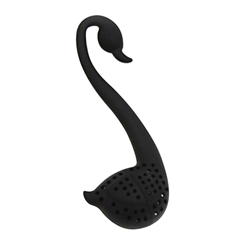 Siliconen Zwaan Hooking Thee-ei Zeef Filter Diffuser Drinken Tool: Black