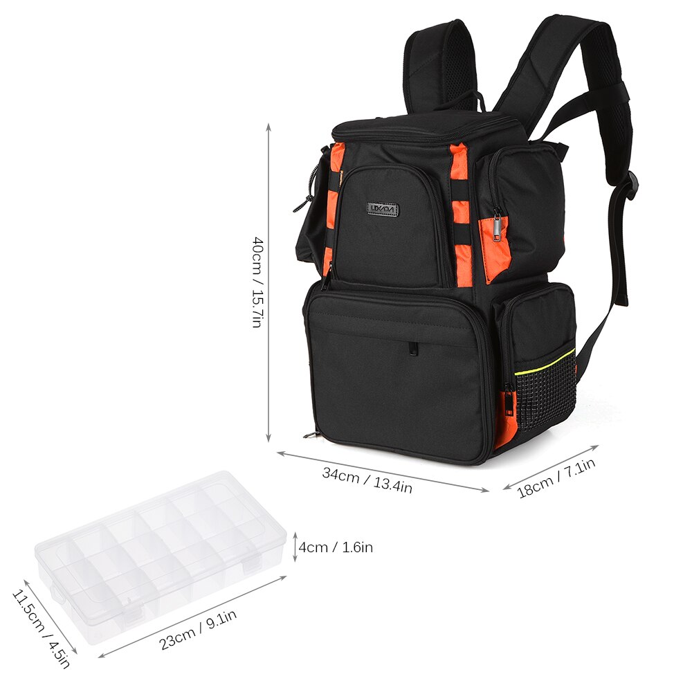 Lixada Fishing Tackle Bag Waterproof Fishing Backpack Fishing Lures Bait Box Storage Bag Fishing Bag with 4 Fishing Tackle Boxes